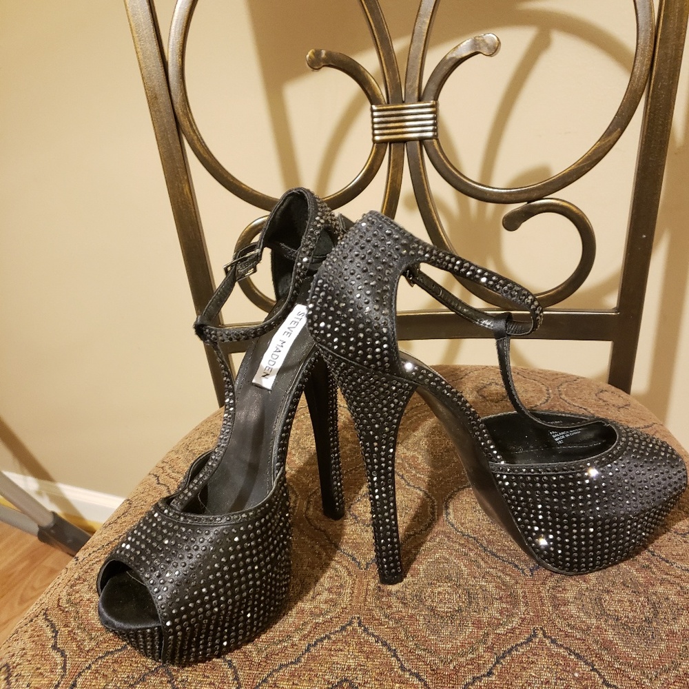 Black Rhinestone stilettos